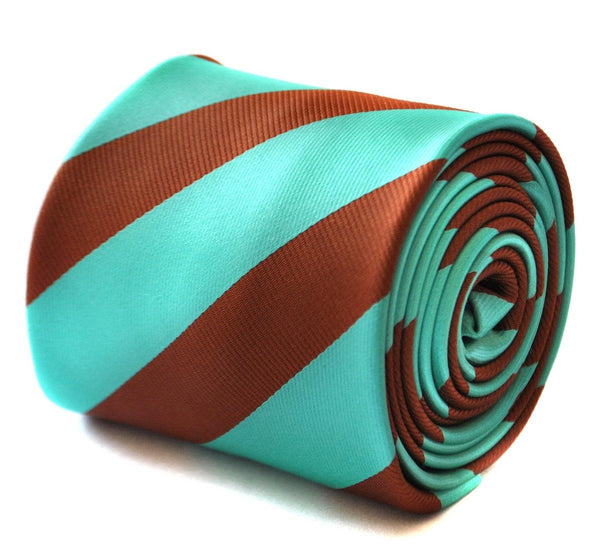 chocolate brown and turquoise barber striped tie